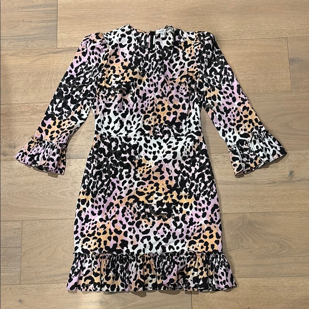 Veronica Beard Tamar Watercolor Leopard Dress